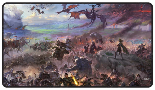 Lord of the rings: Tales of Middle Earth Playmat: Battle Scene Black Stitched Edge