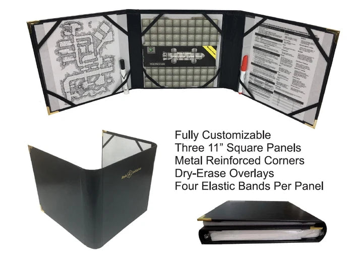 Three-panel faux leather DM screen / accessories folder