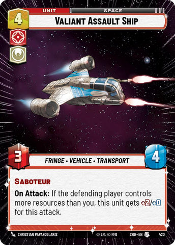 Valiant Assault Ship (420) (Hyperspace) (420) [Shadows of the Galaxy]