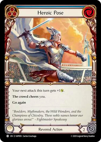 Heroic Pose (Blue) [SUP059] (Super Slam)  Rainbow Foil