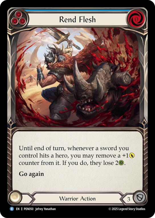 Rend Flesh (Blue) (Rainbow Foil) [PEN050] (Compendium of Rathe)  Rainbow Foil