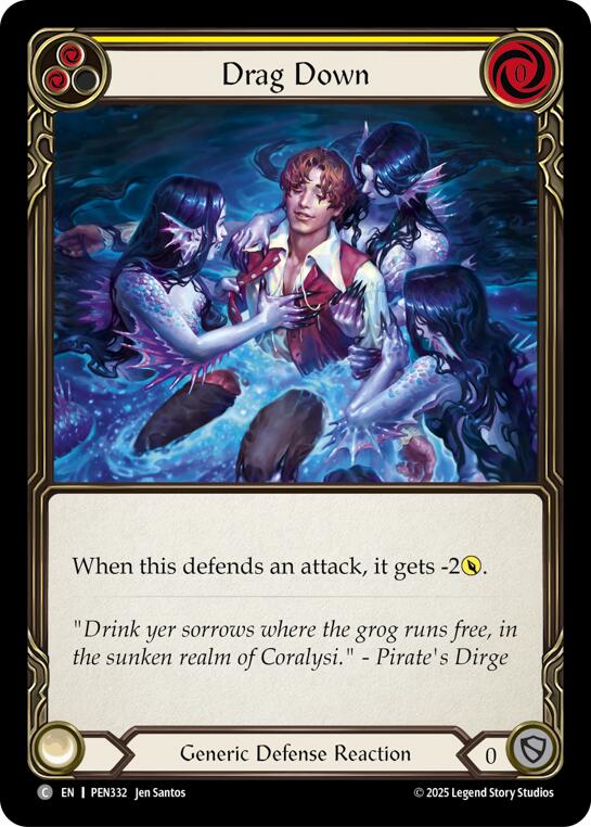 Drag Down (Yellow) (Rainbow Foil) [PEN332] (Compendium of Rathe)  Rainbow Foil