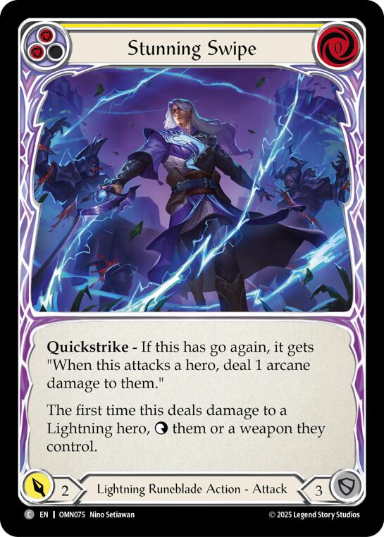Stunning Swipe (Yellow) [OMN075] (Omens of the Third Age)  Rainbow Foil