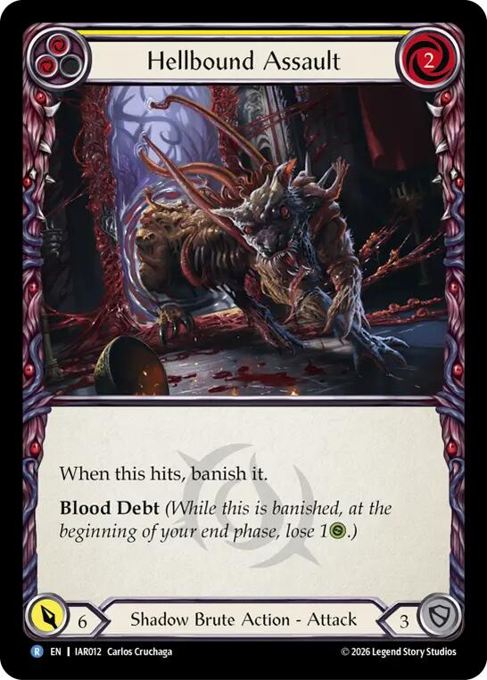 Hellbound Assault (Yellow) [IAR012] (Usurp the Shadow Throne)  Rainbow Foil
