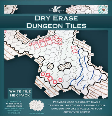 Dry Erase Dungeon Tiles - Pack of 33 6" Hexagons