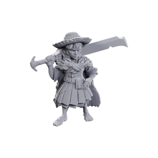 Pathfinder Deep Cuts Unpainted Miniature: Female Halfling Magus