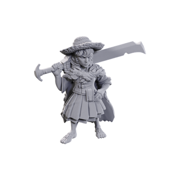 Pathfinder Deep Cuts Unpainted Miniature: Female Halfling Magus