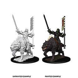 Pathfinder Deep Cuts Unpainted Miniatures: W1 Orc ON Dire WOlf