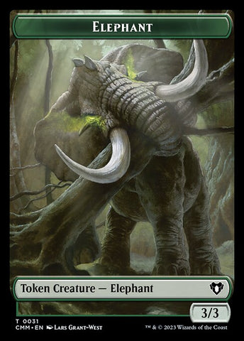 Clue // Elephant Double-Sided Token [Commander Masters Tokens]