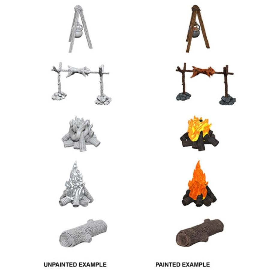 WizKids Deep Cuts Unpainted Miniatures: W10 Camp Fire & Sitting Log