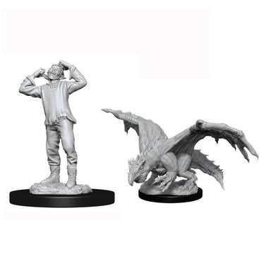 Dungeons & Dragons Nolzur`s Marvelous Unpainted Miniatures: W11 Green Dragon Wyrmling & Afflicted Elf