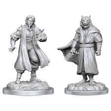 Critical Role Unpainted Miniature: W3 Male Human Sorcerer Merchant & Tiger Demon
