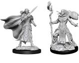Magic the Gathering Unpainted Miniature W14 Elf Fighter & Dwarf Cleric